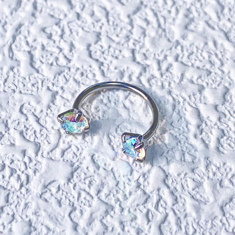 20G(0.8mm)/18G(1.0mm) 8mm Horseshoe Nose Hoop Internally Threaded Gems Nose Ring with Free Ball Holder