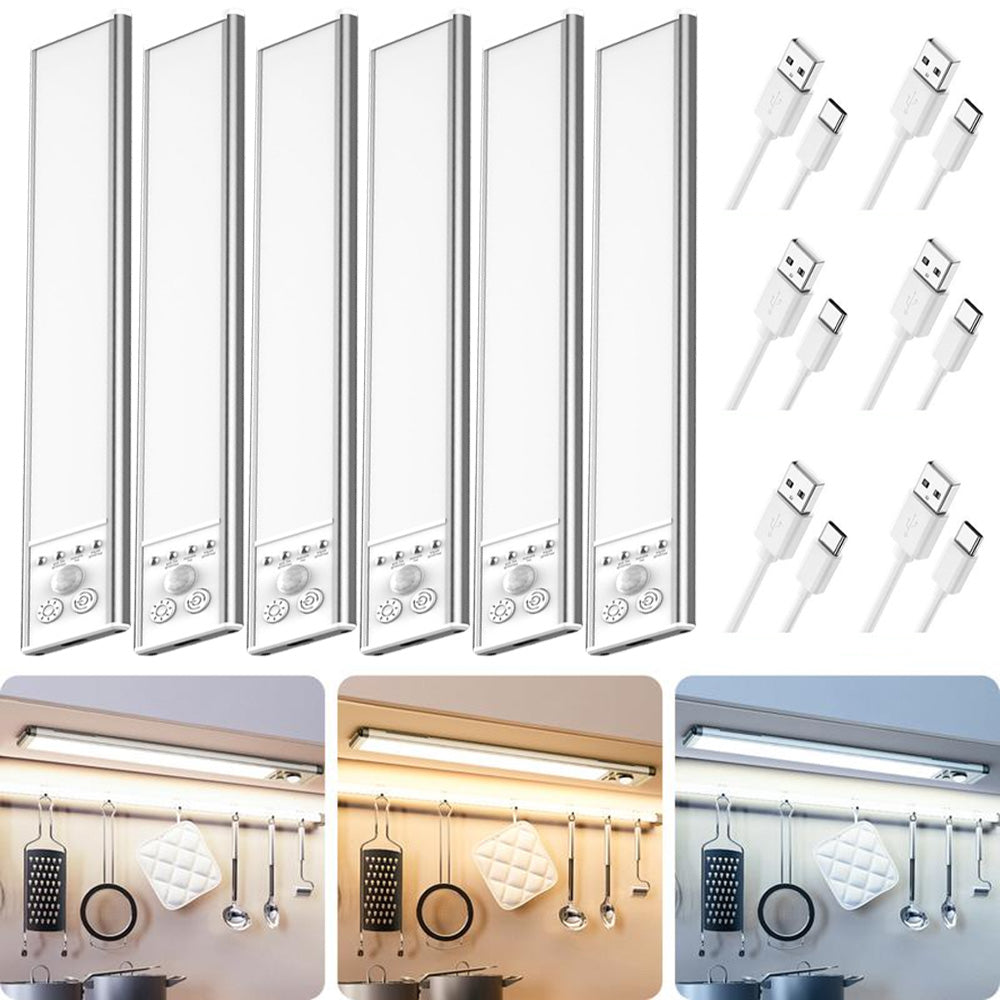 Final 3 Hours: 70%OFF  Motion-Sensor Under Cabinet Light: USB Rechargeable, Dimmable - Hands-Free Lighting for Kitchen, Closet, Stairs & More