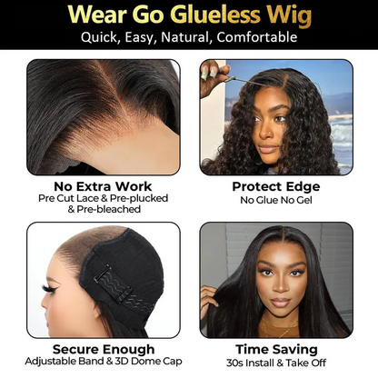 Sale Happening Now:83% OFF🔥Pre-Cut Lace Kinky Straight 360 Full Lace Frontal Glueless Wig With Invisi Drawstring Pre Plucked Human Hair Wig