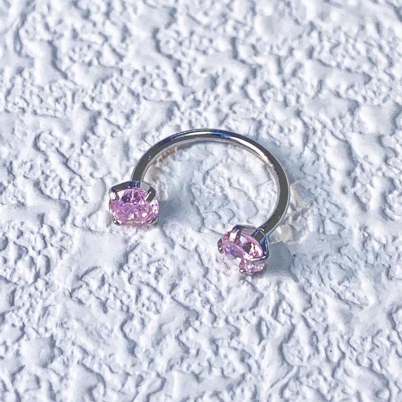 20G(0.8mm)/18G(1.0mm) 8mm Horseshoe Nose Hoop Internally Threaded Gems Nose Ring with Free Ball Holder