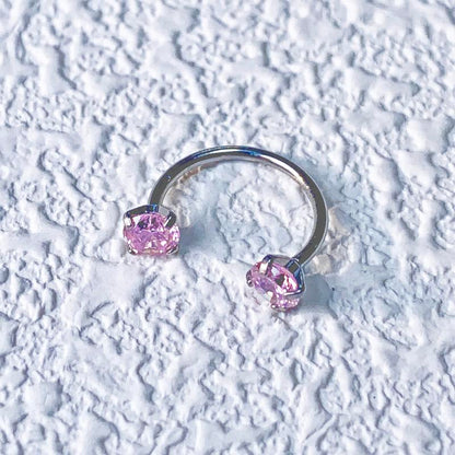 20G(0.8mm)/18G(1.0mm) 8mm Horseshoe Nose Hoop Internally Threaded Gems Nose Ring with Free Ball Holder