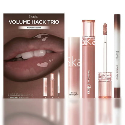 LIP VOLUME HACK TRIO (3 Shades, Lip Mate Pencil & Melting Balm & Color Gloss)