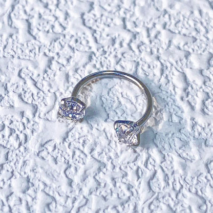 20G(0.8mm)/18G(1.0mm) 8mm Horseshoe Nose Hoop Internally Threaded Gems Nose Ring with Free Ball Holder