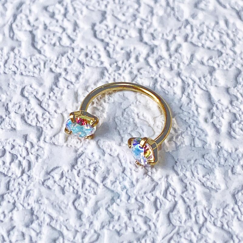 20G(0.8mm)/18G(1.0mm) 8mm Horseshoe Nose Hoop Internally Threaded Gems Nose Ring with Free Ball Holder