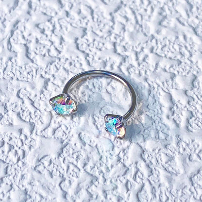 20G(0.8mm)/18G(1.0mm) 8mm Horseshoe Nose Hoop Internally Threaded Gems Nose Ring with Free Ball Holder