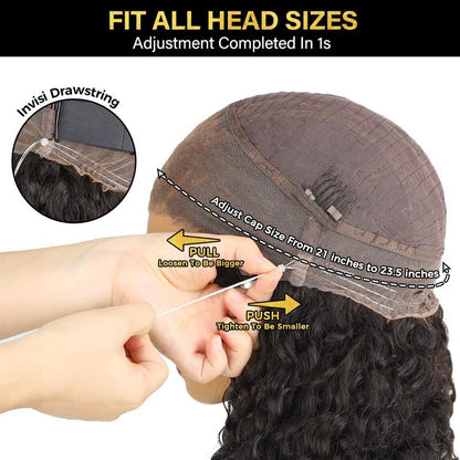 Sale Happening Now:83% OFF🔥Pre-Cut Lace Kinky Straight 360 Full Lace Frontal Glueless Wig With Invisi Drawstring Pre Plucked Human Hair Wig