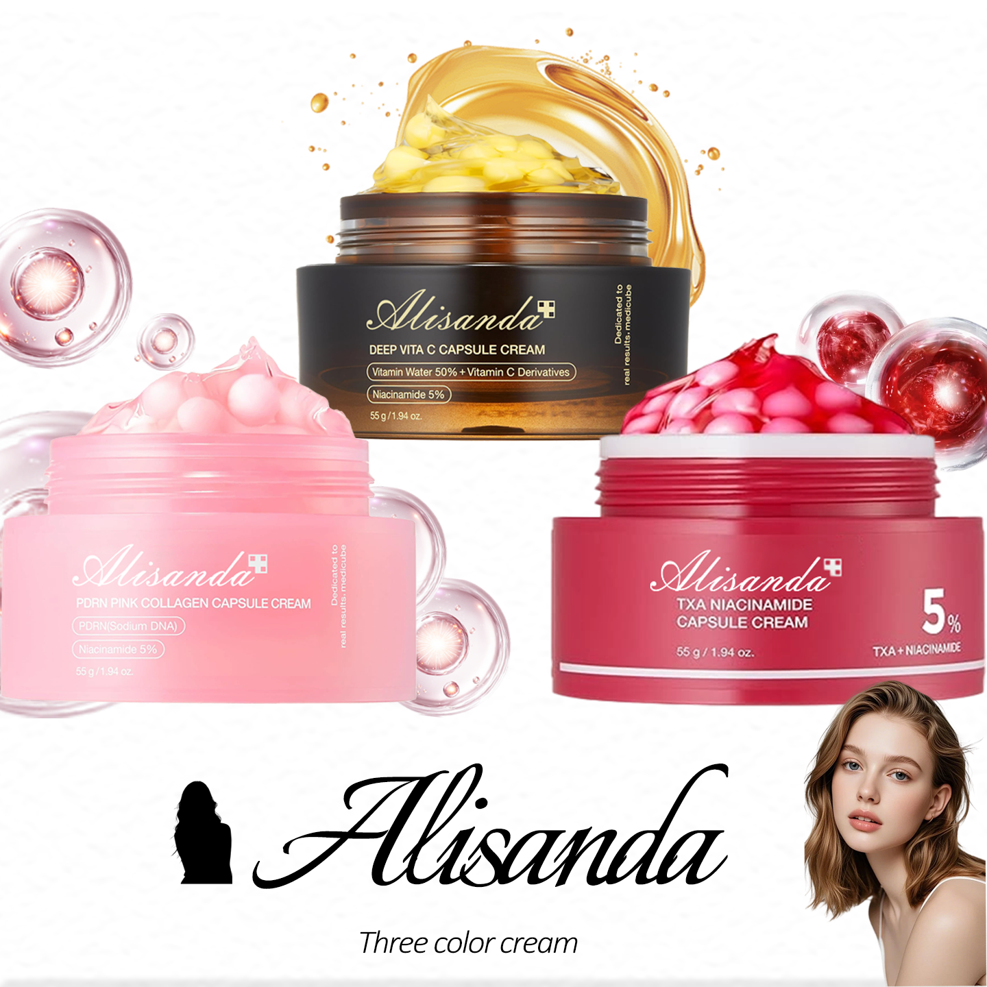 Capsule Cream SET for Glass Glow Skin(Three Bottles)