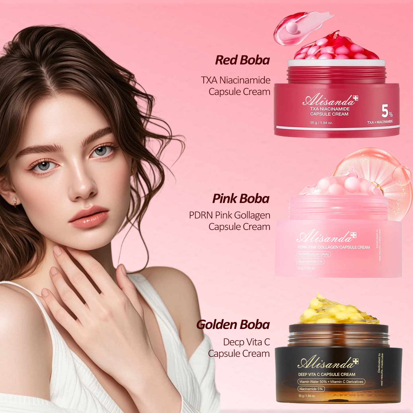 Final 3 Hours: 70%OFF🔥Mix & Match Boba Cream Set | Tiktok Viral Capsule Creams for Uneven Skin Tone, Glow Hydration, Korean Skincare, K-beauty